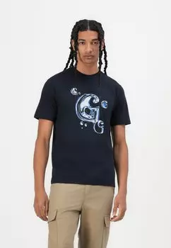 Футболка с принтом SOLAR CHROME LOGO Carhartt WIP, темно-синий