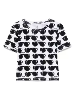 Футболка с принтом солнцезащитных очков Moschino, белый