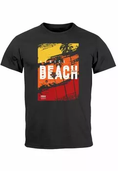 Футболка с принтом SOMMER VENICE BEACH SURFING MOTIV STRAND Neverless, цвет Mottled Light Grey