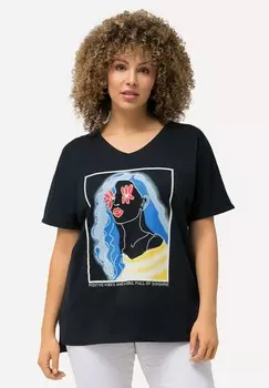 Футболка с принтом SOUL SHORT SLEEVE V-NECK GRAPHIC Ulla Popken, темно-синий