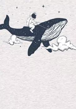 Футболка с принтом SPACEWHALE watapparel, цвет Mottled Light Grey
