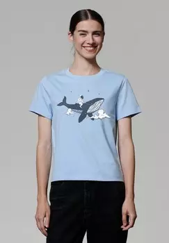 Футболка с принтом SPACEWHALE watapparel, светло-голубой