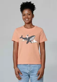 Футболка с принтом SPACEWHALE watapparel, светло-розовый