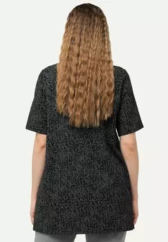 Футболка с принтом SPECKLED V-NECK SHORT SLEEVE Ulla Popken, черный