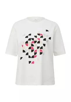 Футболка с принтом спереди, женская s.Oliver BLACK LABEL, белый