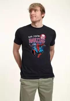 Футболка с принтом SPIDER MAN CLASSIC AMAZING LIKE DAD Marvel, темно-синий