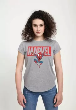 Футболка с принтом SPIDER-MAN CLASSIC BRICK SPIDEY Marvel, цвет Mottled Light Grey