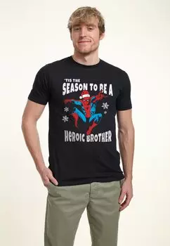 Футболка с принтом SPIDER-MAN CLASSIC HEROIC BROTHER Marvel, темно-синий