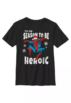 Футболка с принтом Spider-Man Classic Tis The Season Marvel, черный
