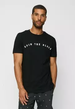 Футболка с принтом SPIN THE BLOCK Mister Tee, черный