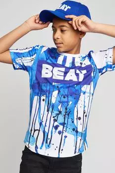 Футболка с принтом «Splatter» Beat Boyz Club, синий
