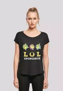 Футболка с принтом SPONGEBOB SCHWAMMKOPF LOL F4NT4STIC, черный
