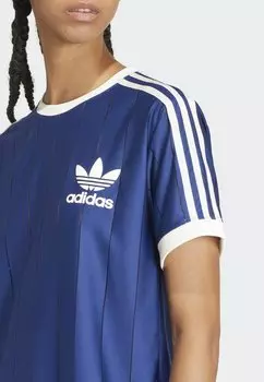 Футболка с принтом Sports Club 3 Stripe adidas Originals, темно-синяя