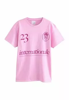 Футболка с принтом SPORTY FOOTBALL INSPIRED GRAPHIC SHORT SLEEVE CREW NECK Next, розовый