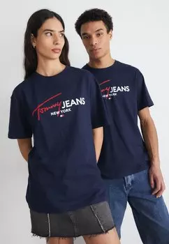 Футболка с принтом SPRAY POP COLOR TEE UNISEX Tommy Jeans, цвет marine