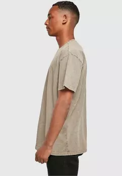 Футболка с принтом SPRING LEAF CLOVER FLOWER ACID WASHED HEAVY Merchcode, хаки
