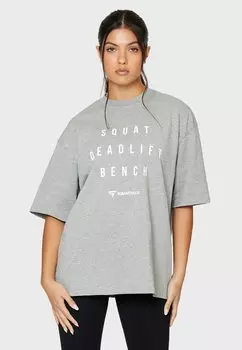 Футболка с принтом SQUATPROOF, серый