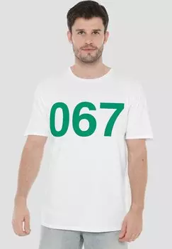 Футболка с принтом SQUID GAME PLAYER NETFLIX, белый