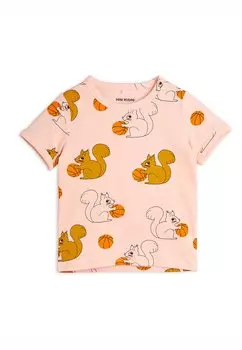 футболка с принтом Squirrels Tee Unisex Mini Rodini, розовый