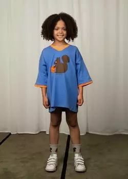 Футболка с принтом Squirrels Tee Unisex Mini Rodini, синий