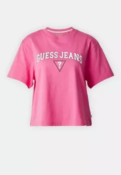Футболка с принтом SS CN BOXY TEE Guess Jeans, цвет Nuevo Fuschia