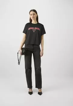 Футболка с принтом SS CN BOXY TEE Guess Jeans, черный