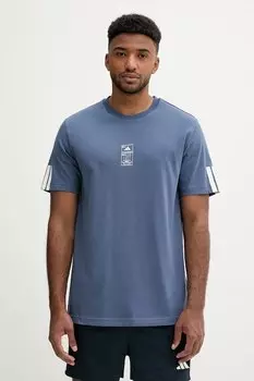 Футболка с принтом стадиона и билетом (свободный крой) Adidas, синий