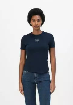 Футболка с принтом STAMP LOGO SLIM TEE Tommy Hilfiger, темно-синий