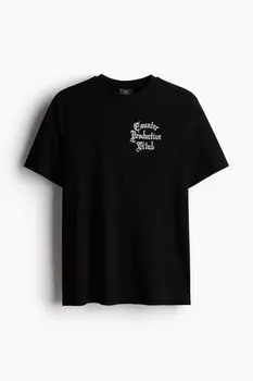 Футболка с принтом, стандартного кроя H&M, черный