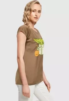 Футболка с принтом STAR WARS GROGU HALLOWEEN TRICK OR TREAT ABSOLUTE CULT, оливковый
