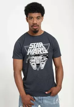 Футболка с принтом Star Wars: Last Jedi Falcon_Strike Unisex Star Wars, цвет melange black