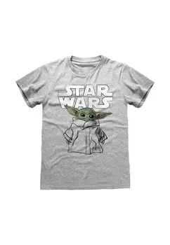 Футболка с принтом STAR WARS MANDALORIAN SKETCH Henry Tiger, цвет Mottled Light Grey