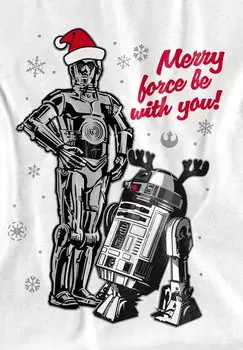 Футболка с принтом STAR WARS MERRY CHRISTMAS DROIDS Marvel, белый