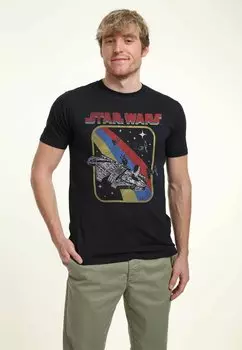 Футболка с принтом Star Wars Retro Unisex Star Wars, темно-синяя
