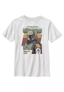 Футболка с принтом Star Wars: The Mandalorian Fett Lives Star Wars, белый