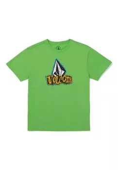 Футболка с принтом STICKER STAMP SST Volcom, цвет electric green