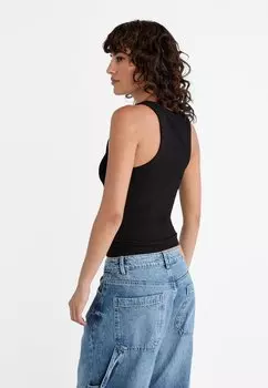 Футболка с принтом Stradivarius, черная