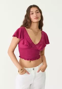 Футболка с принтом Stradivarius, розовый