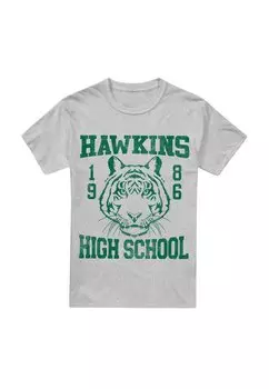 Футболка с принтом STRANGER THINGS 1986 HAWKINS HIGH SCHOOL Cotton Soul, темно-серый