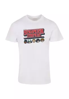 Футболка с принтом STRANGER THINGS-CARICATURE LOGO ABSOLUTE CULT, белый