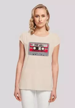 Футболка с принтом STRANGER THINGS CASSETTE FOR WILL NETFLIX TV SERIES F4NT4STIC, песочный