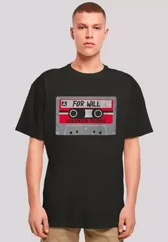 Футболка с принтом STRANGER THINGS CASSETTE FOR WILL NETFLIX TV SERIES F4NT4STIC, черный
