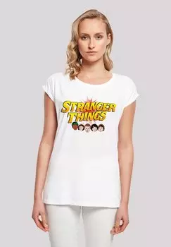 Футболка с принтом STRANGER THINGS COMIC HEADS NETFLIX TV SERIES F4NT4STIC, белый