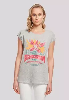 Футболка с принтом STRANGER THINGS DEMOGORGON POSTER NETFLIX TV SERIES F4NT4STIC, серый
