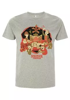 Футболка с принтом Stranger Things Dnd Group Henry Tiger, цвет melange grey