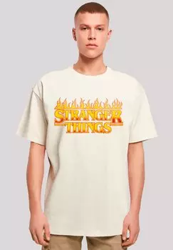 Футболка с принтом STRANGER THINGS FIRE LOGO NETFLIX TV SERIES F4NT4STIC, песочный