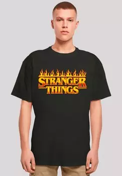 Футболка с принтом STRANGER THINGS FIRE LOGO NETFLIX TV SERIES F4NT4STIC, черный