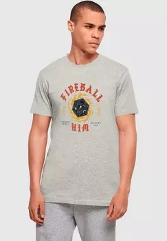 Футболка с принтом STRANGER THINGS FIREBALL DICE ABSOLUTE CULT, светло-серый