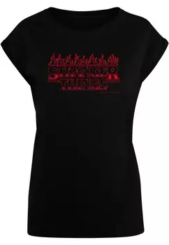 Футболка с принтом STRANGER THINGS FLAMES ABSOLUTE CULT, черный