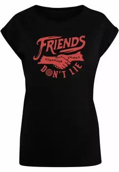 Футболка с принтом STRANGER THINGS FRIENDS DONT LIE ABSOLUTE CULT, черный